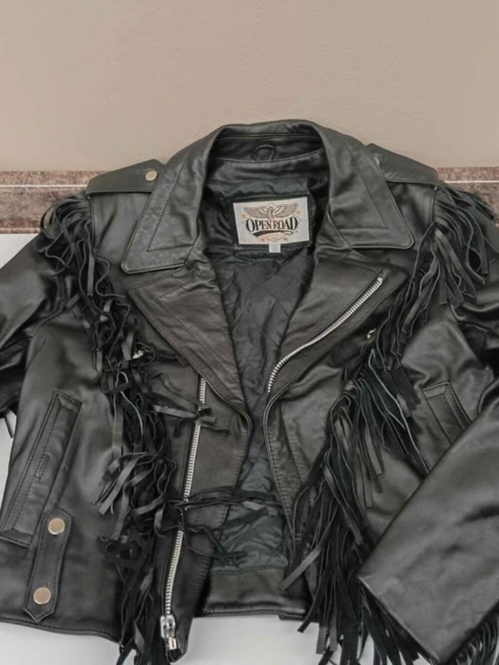 Women's Vintage Open Road black leather Jacket XS size 0-2
